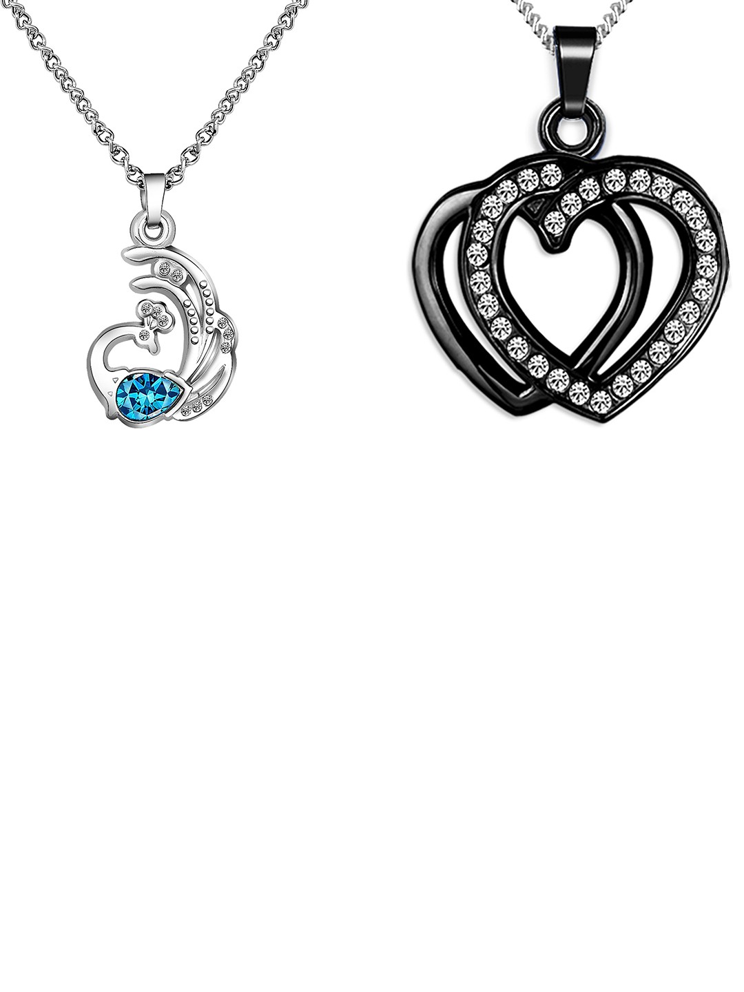 

Mikado Set Of 2 Artificial Stones Minimal Necklace, Silver