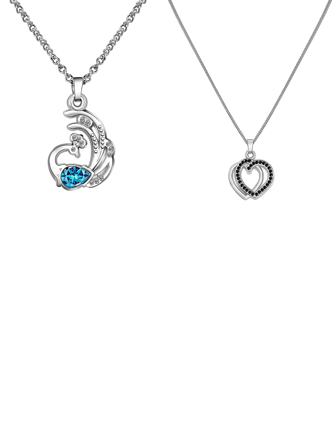 

Mikado Set Of 2 Artificial Stones Minimal Necklace, Silver