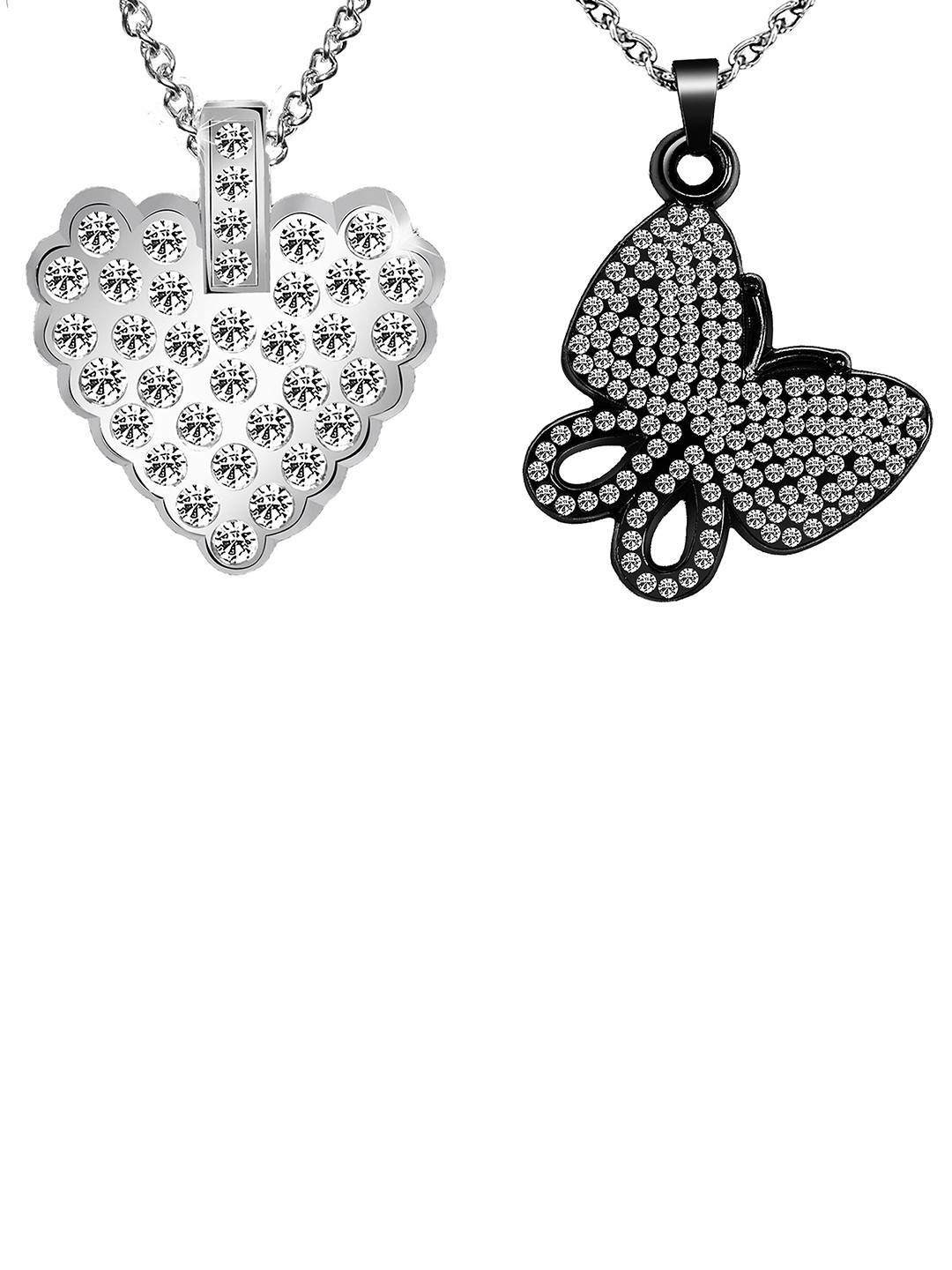 

Mikado Set Of 2 Artificial Stones Minimal Necklace, Silver