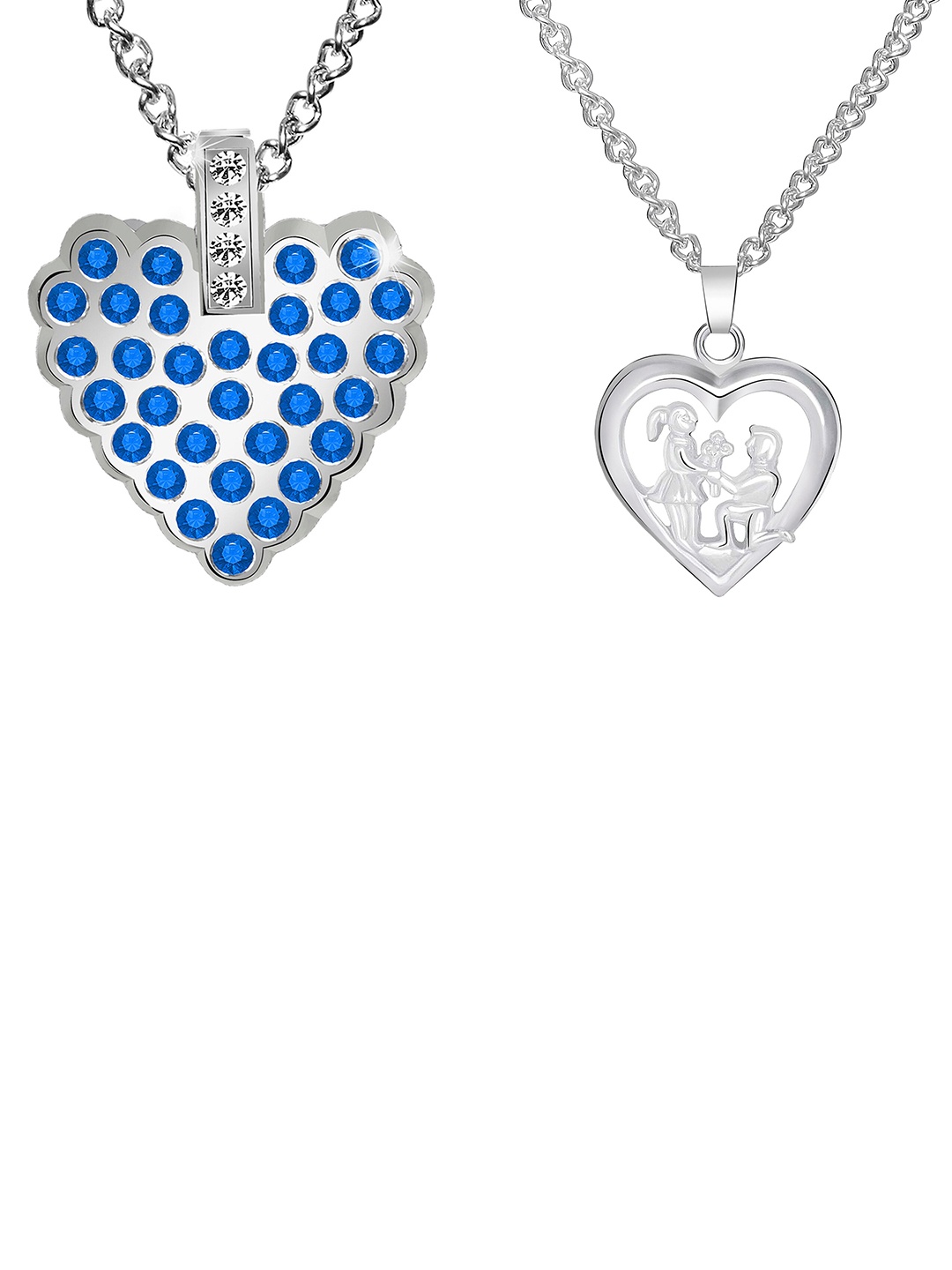 

Mikado Set Of 2 Artificial Stones Minimal Necklace, Silver