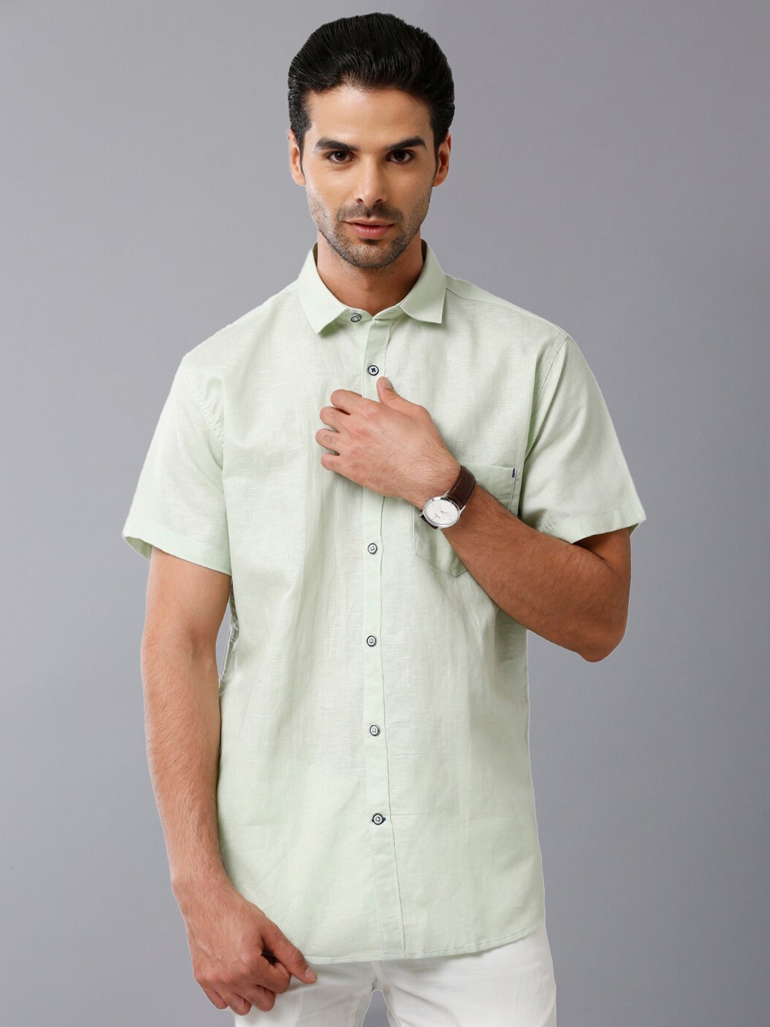 

Khoday Williams Classic Spread Collar Casual Shirt, Green
