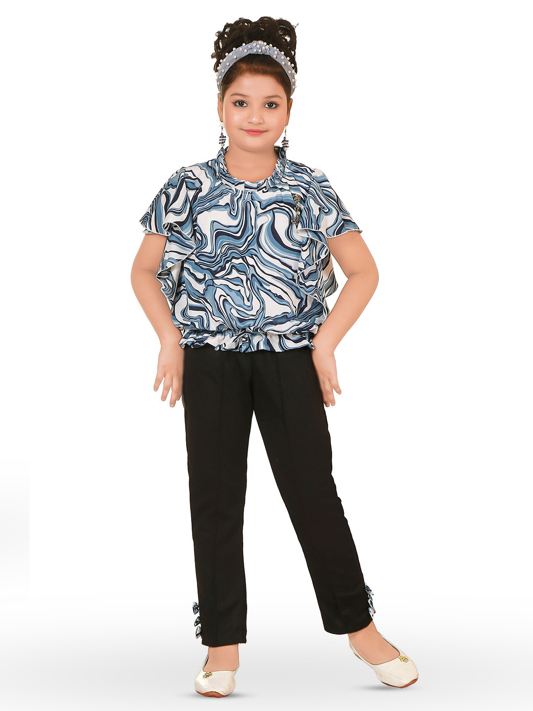 

CELEBRITY CLUB Girls Printed Top With Trousers, Blue