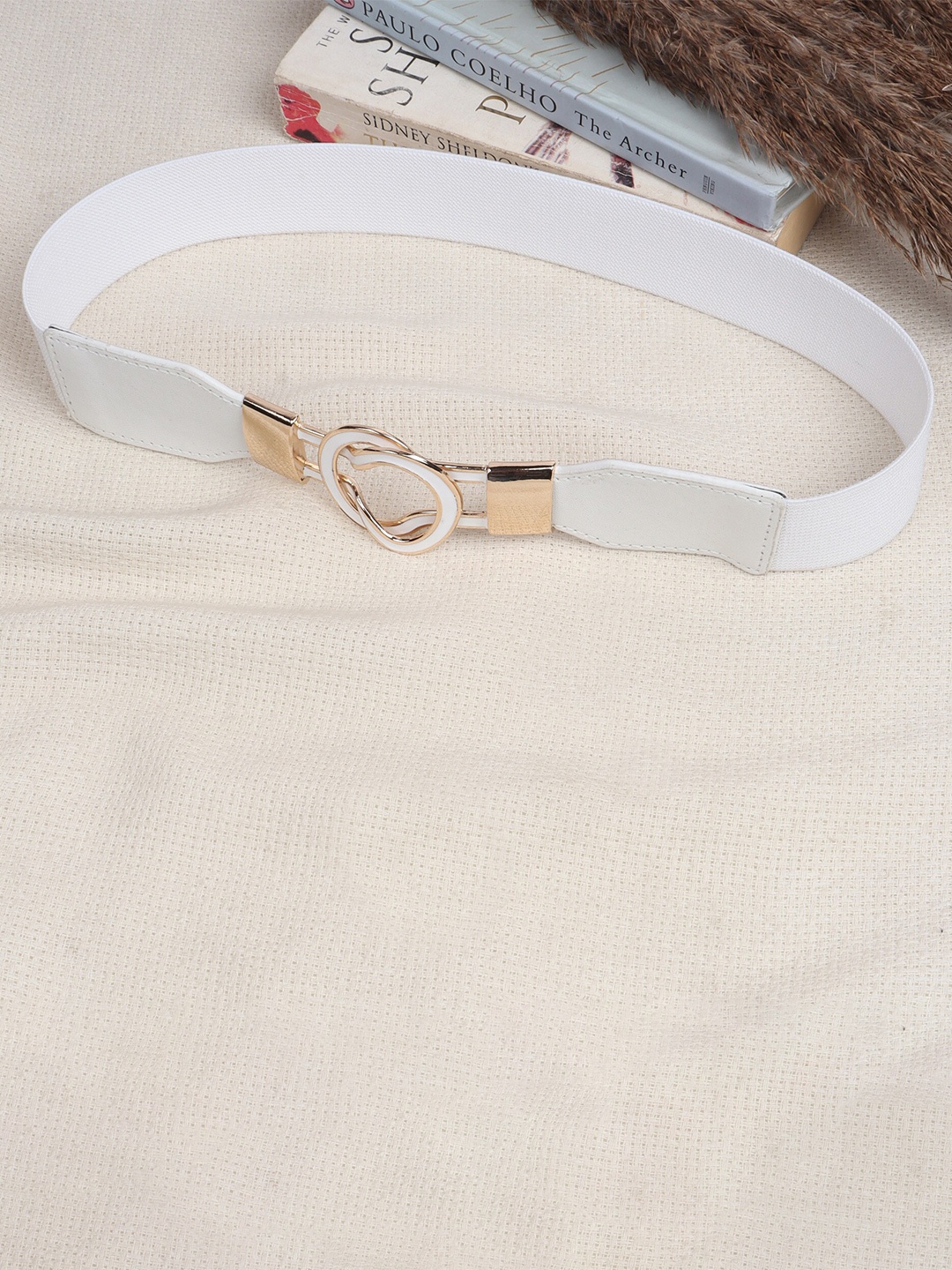 

DressBerry Women White Stretchable Interlock Belt