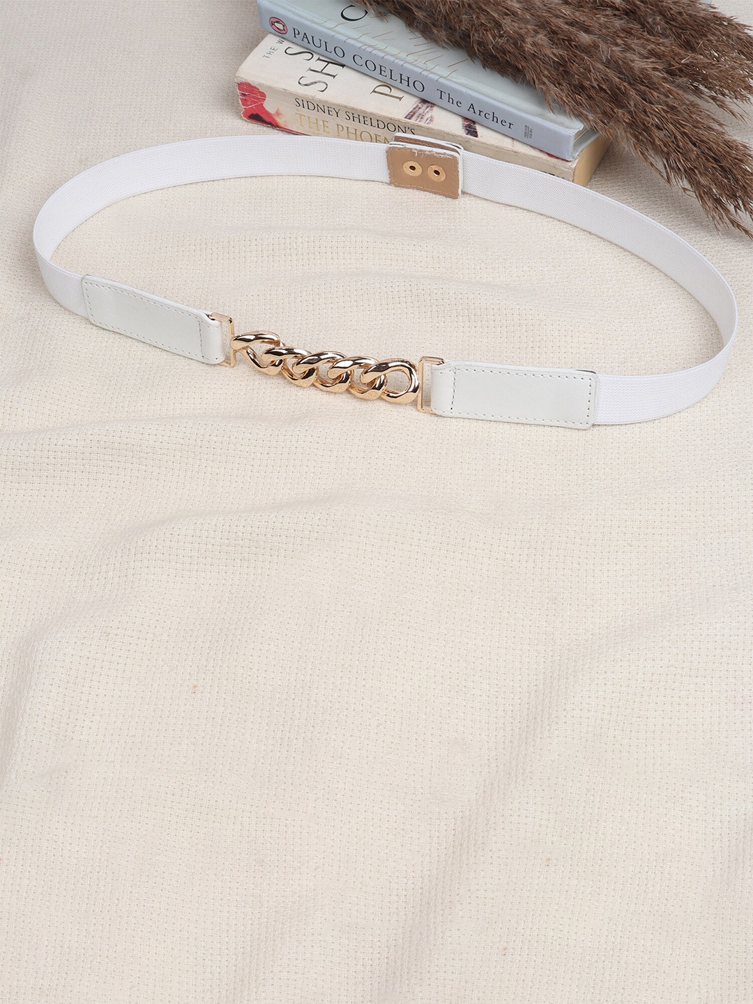 

DressBerry Women Interlock Stretchable Belt, White