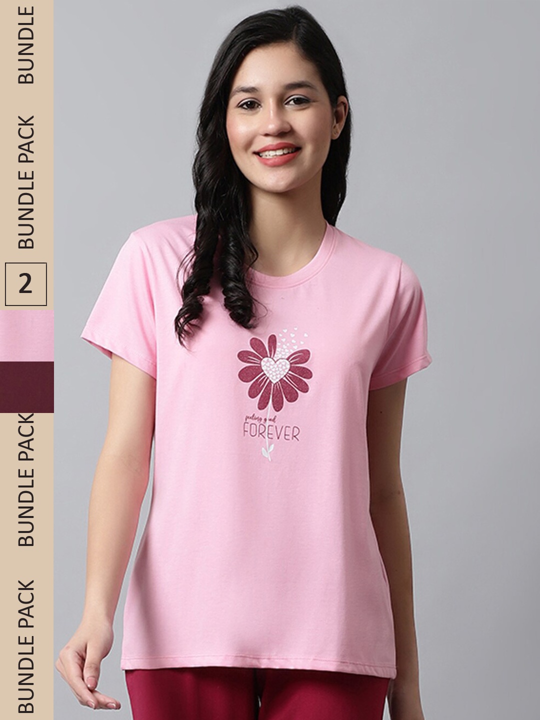 

Kanvin Brown & Pink Pack Of 2 Printed T-Shirts