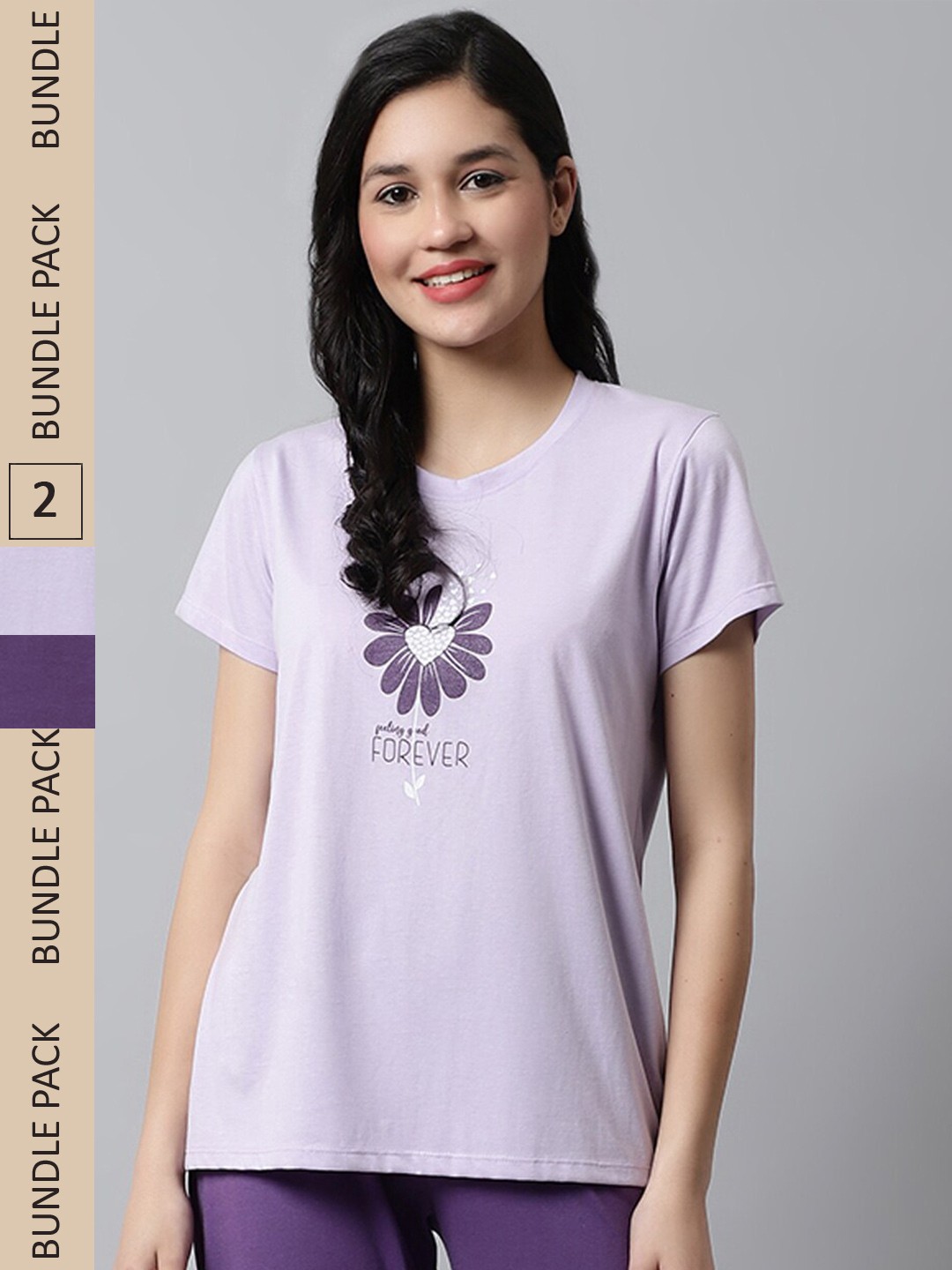 

Kanvin Purple & Violet Pack Of 2 Printed T-Shirts