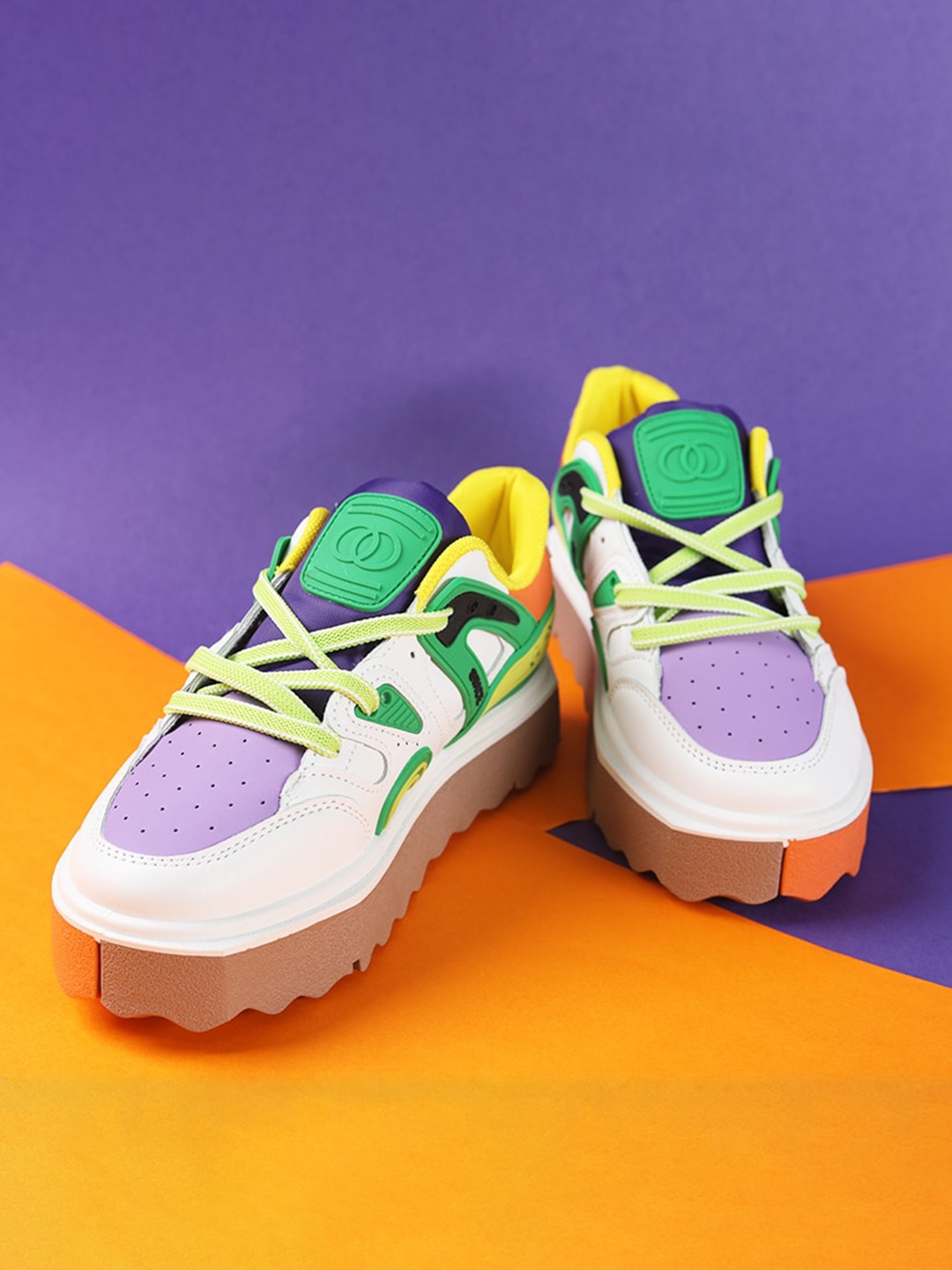 

THE WHITE POLE Women Colourblocked Memory Foam Lightweight Sneakers, Lavender