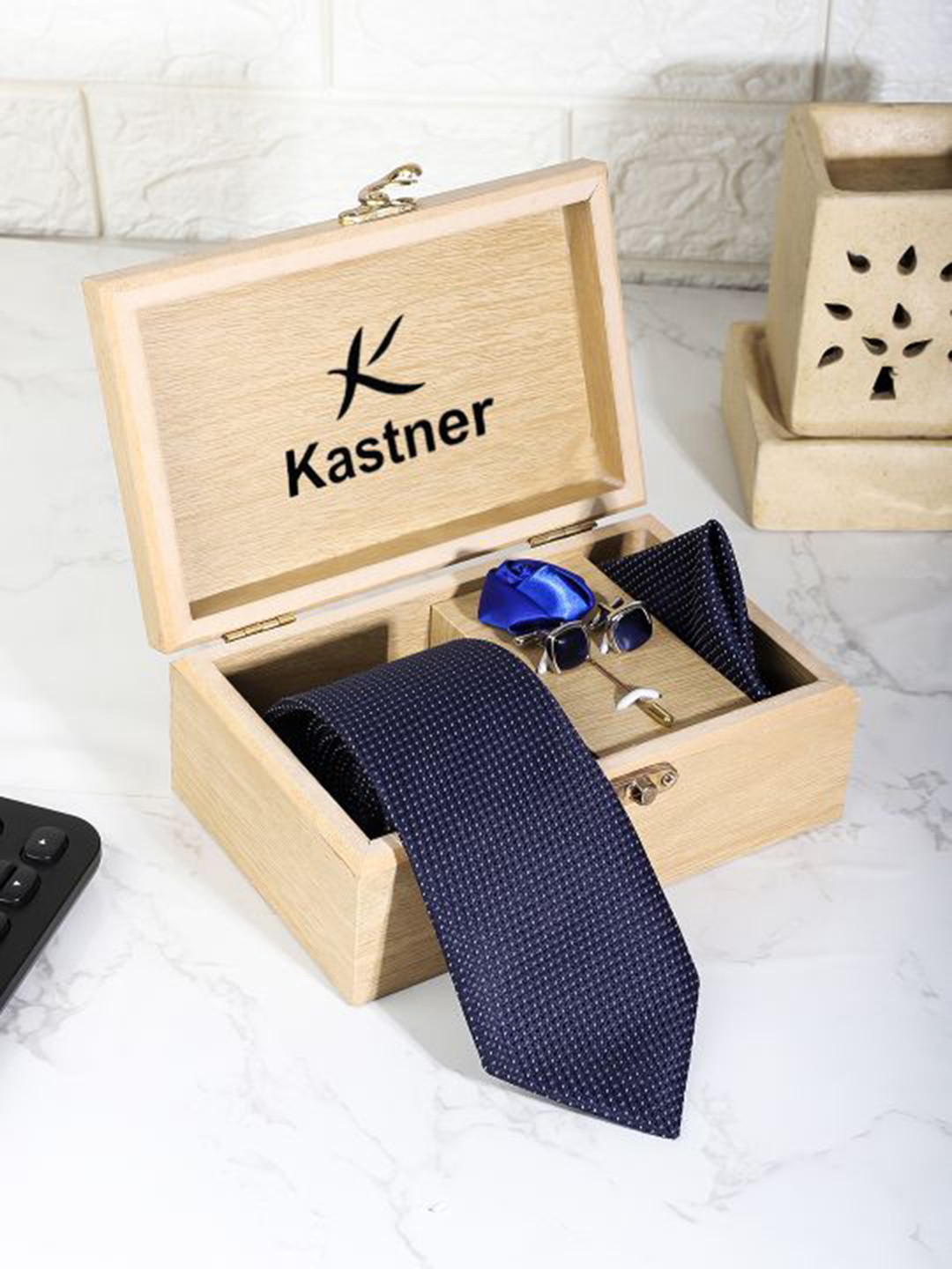 

Kastner Men 4-Pieces Accessory Gift Set, Navy blue