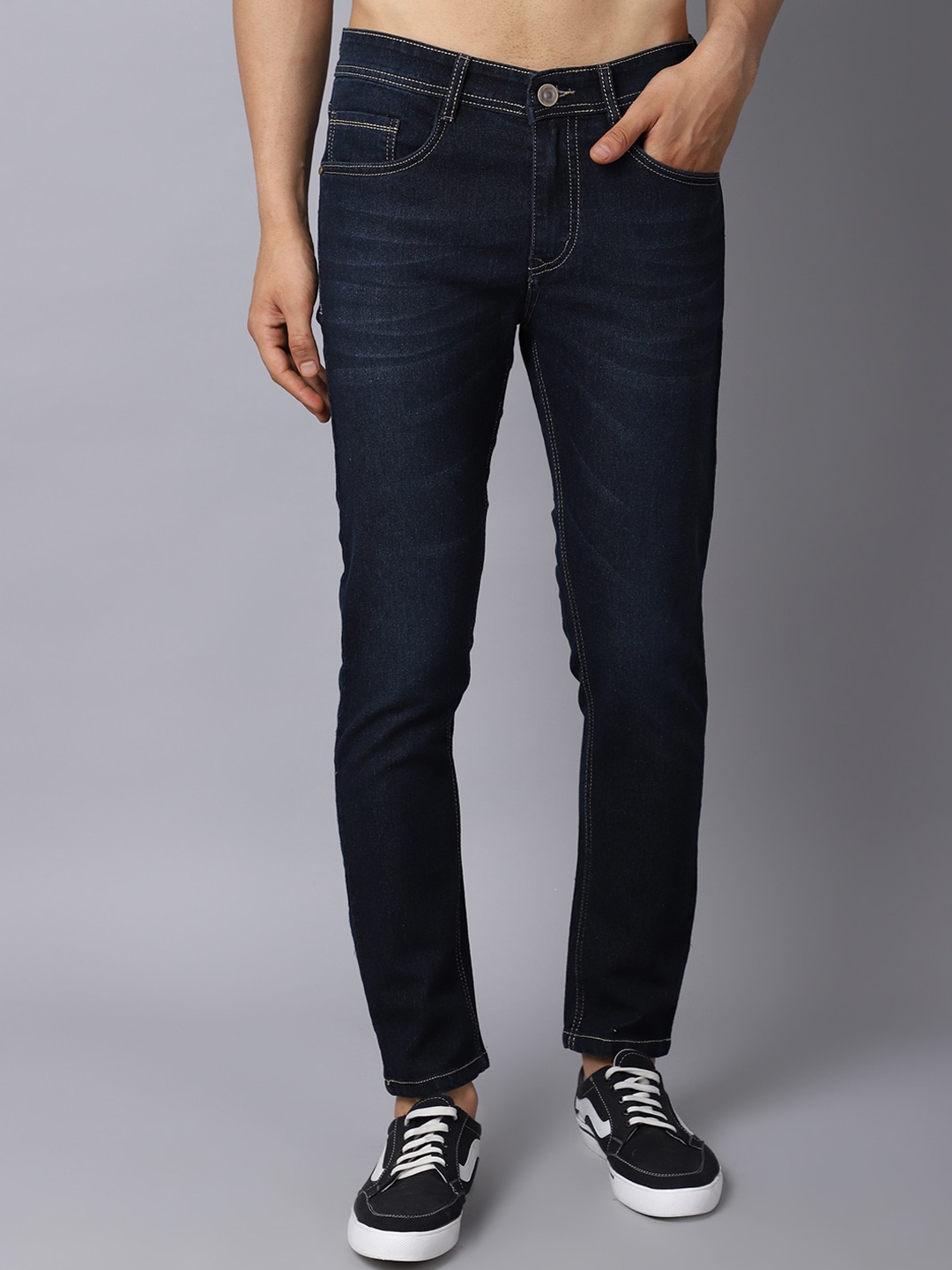 

Metronaut Clean Look Skinny Fit Mid Rise Cotton Jeans, Blue