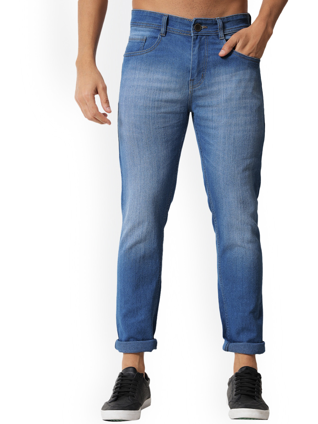 

Metronaut Men Slim Fit Clean Look Light Fade Cotton Jeans, Blue