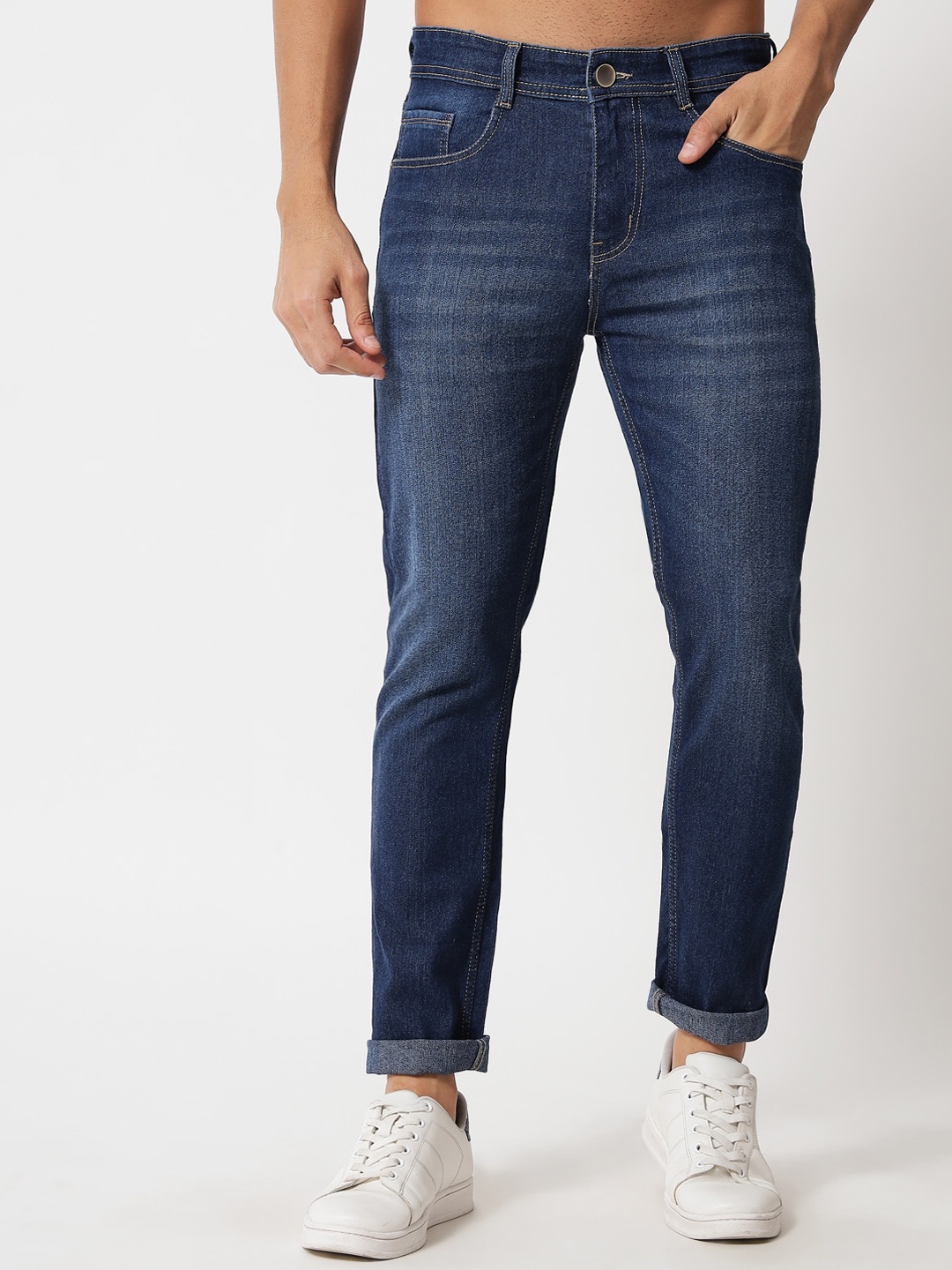

Metronaut Men Slim Fit Clean Look Light Fade Cotton Jeans, Blue