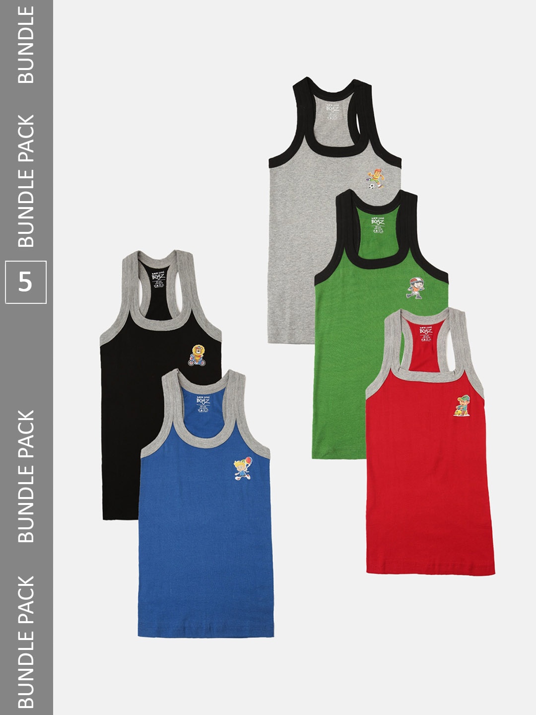 

Lux Cozi Boys Pack Of 5 Assorted Cotton Sleeveless Innerwear Vests