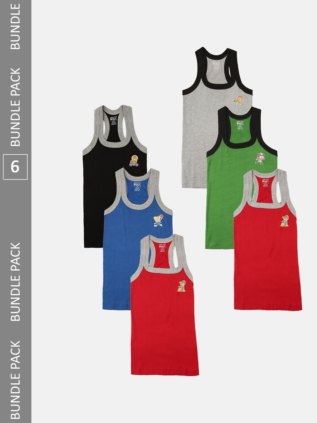 

Lux Cozi Boys Pack Of 6 Assorted Cotton Sleeveless Innerwear Vests