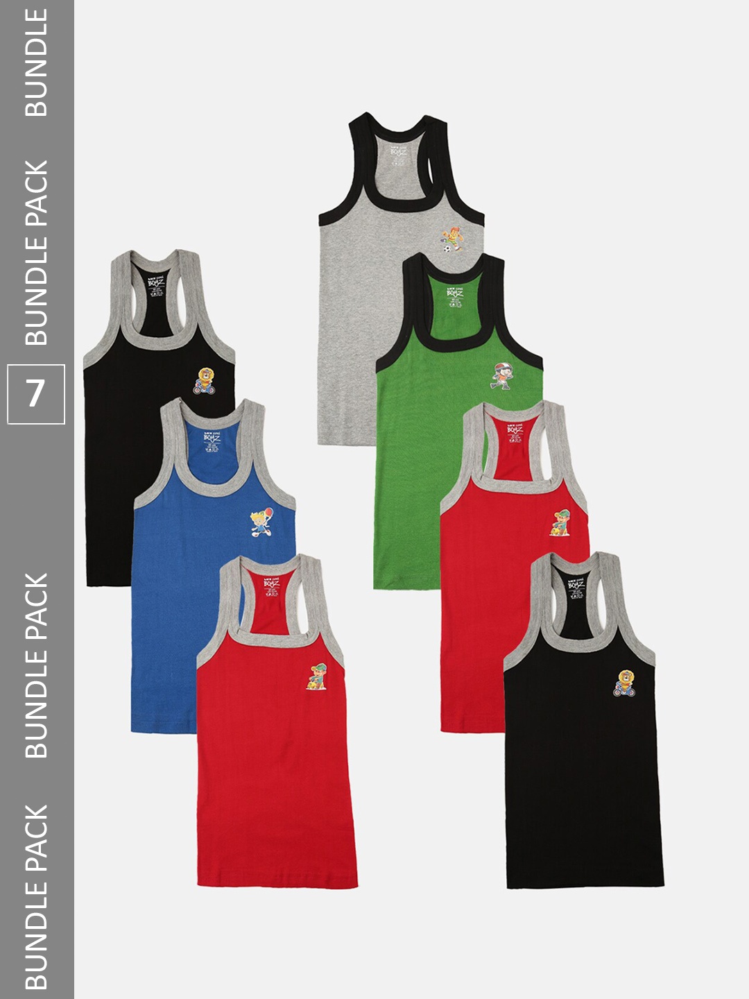 

Lux Cozi Boys Pack Of 7 Assorted Cotton Sleeveless Innerwear Vests