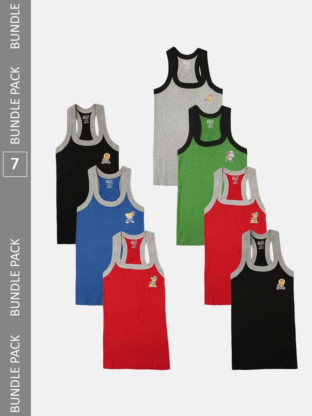 

Lux Cozi Boys Pack Of 7 Assorted Cotton Sleeveless Innerwear Vests