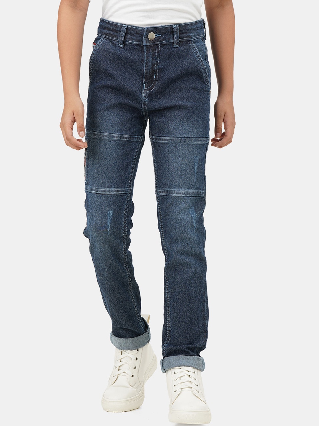 

Urbano Juniors Boys Clean Look Mid Rise Light Fade Slim Fit Stretchable Jeans, Blue