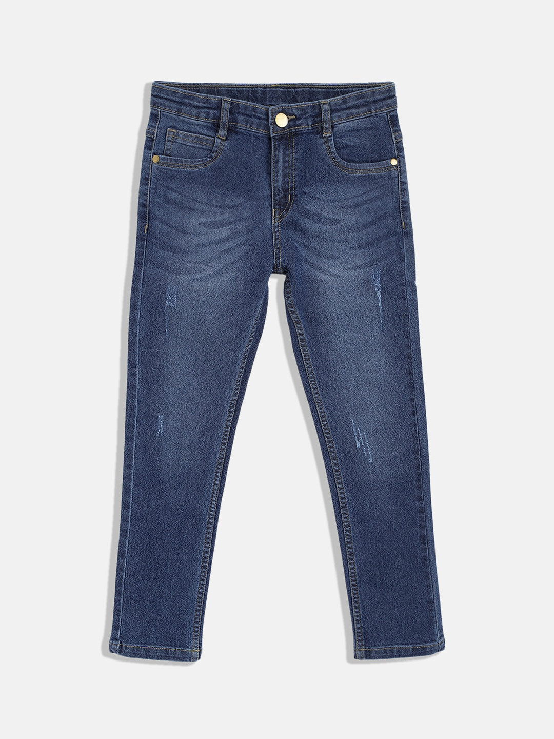 

Urbano Juniors Boys Mid-Rise Slim Fit Low Distress Light Fade Stretchable Jeans, Blue