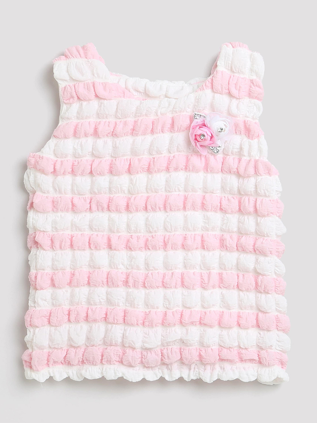 

Tiny Girls Self Design Sleeveless Top, Pink