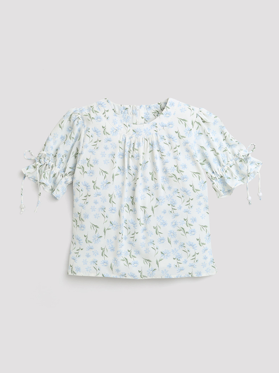 

Tiny Girl Floral Printed A-Line Top, Blue