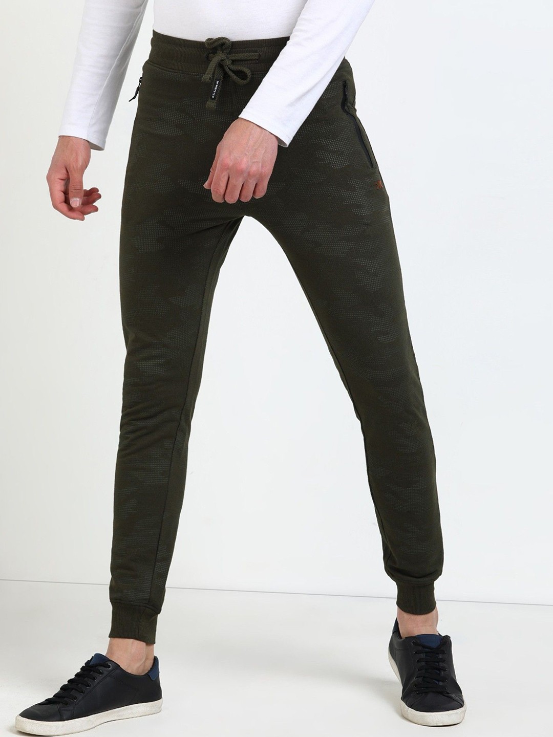 

Killer Men Abstract Printed Slim Fit Cotton Joggers, Olive