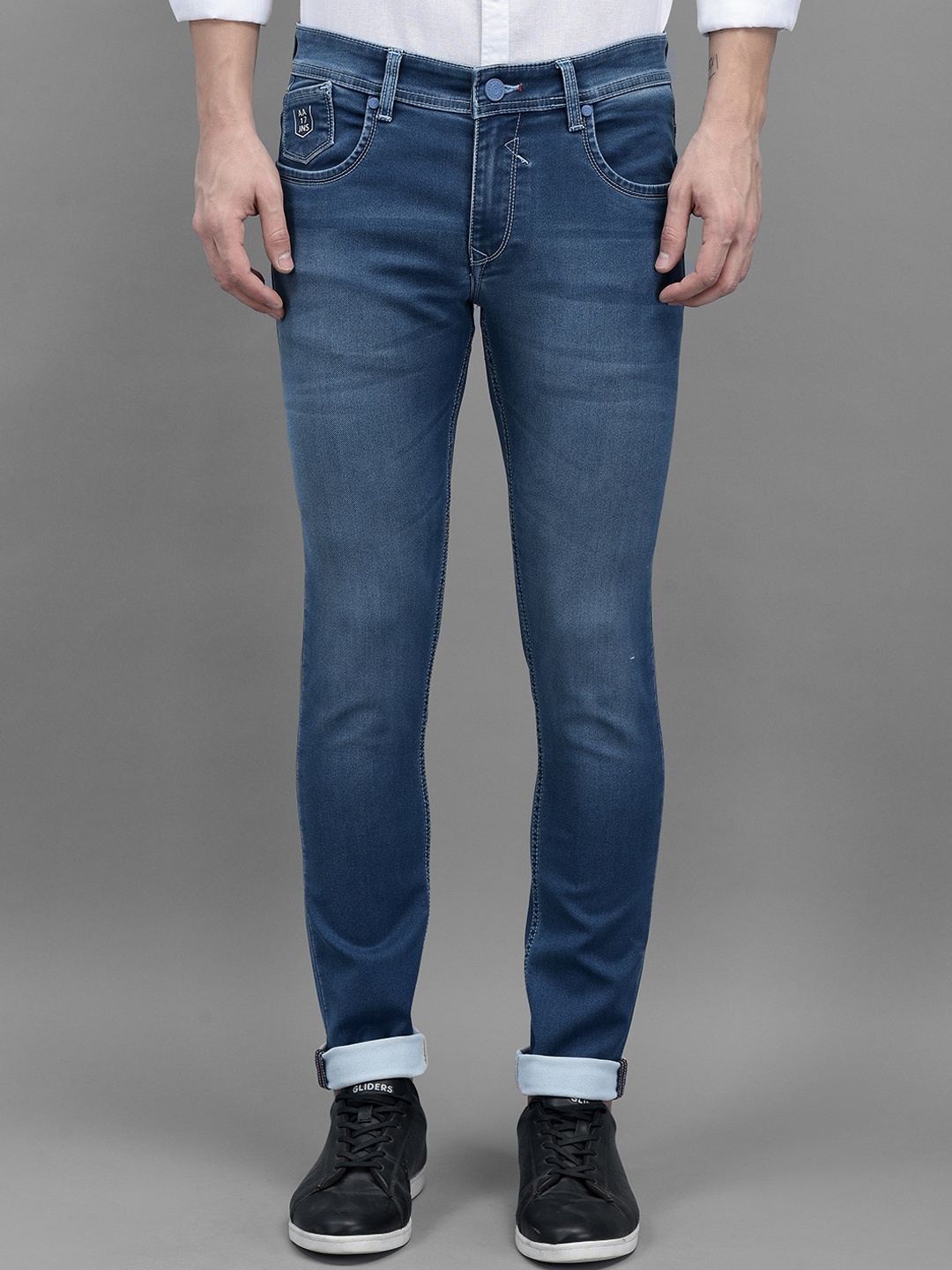 

American Archer Men Smart Skinny Fit Light Fade Clean Look Stretchable Jeans, Blue