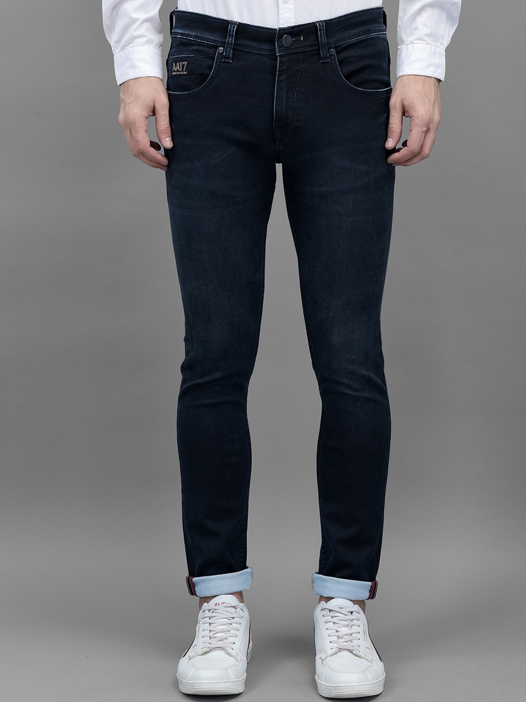 

American Archer Men Smart Skinny Fit Low-Rise Stretchable Jeans, Blue