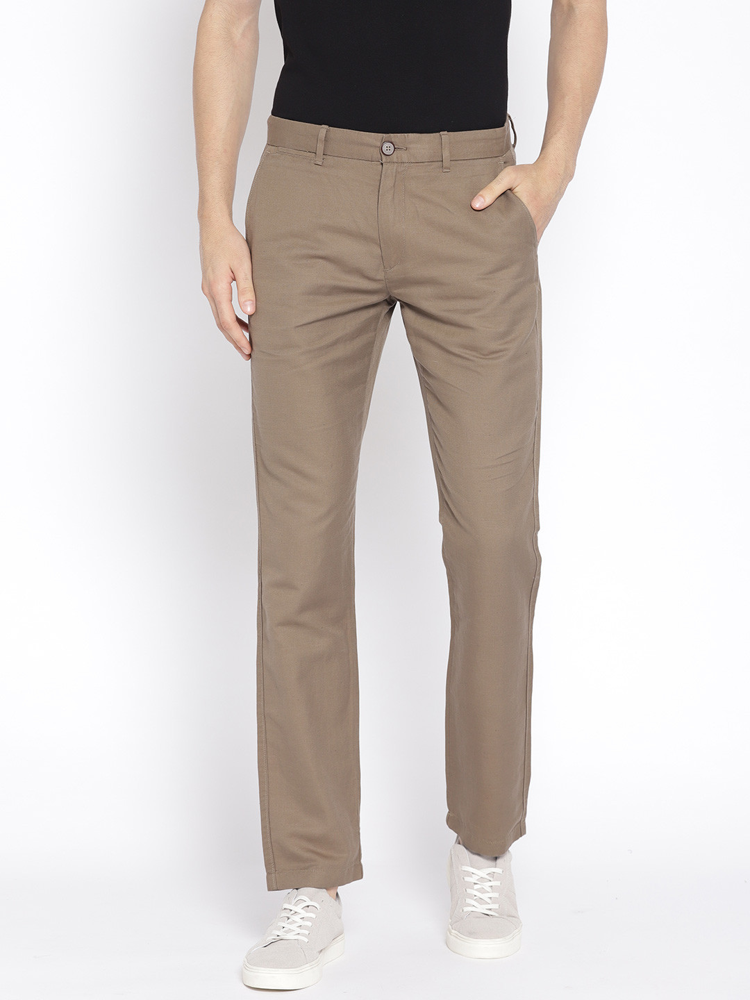 

U.S. Polo Assn. Men Beige Slim Fit Solid Regular Trousers