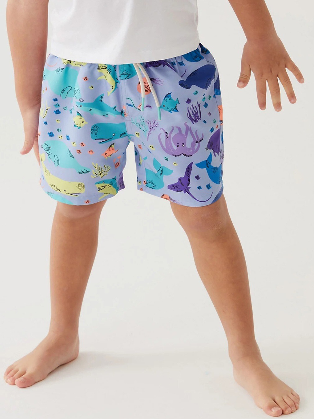 

Marks & Spencer Boys Mid-Rise Printed Swim Shorts, Blue