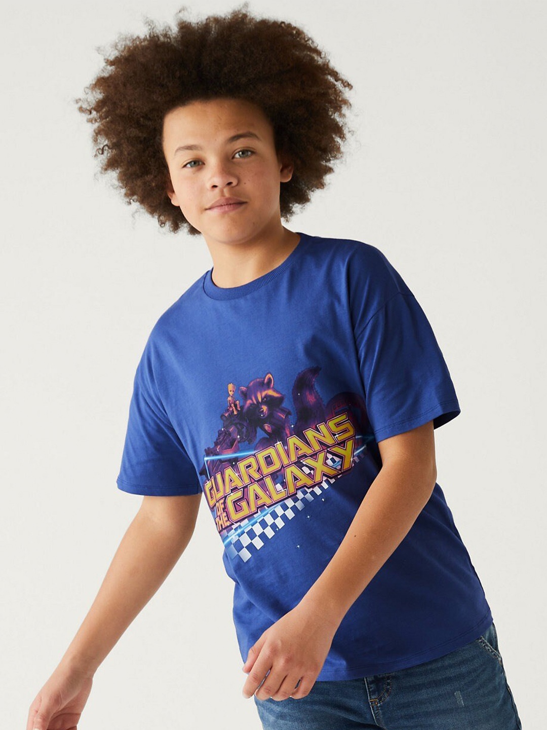 

Marks & Spencer Boys Typography Printed Pure Cotton T-shirt, Blue