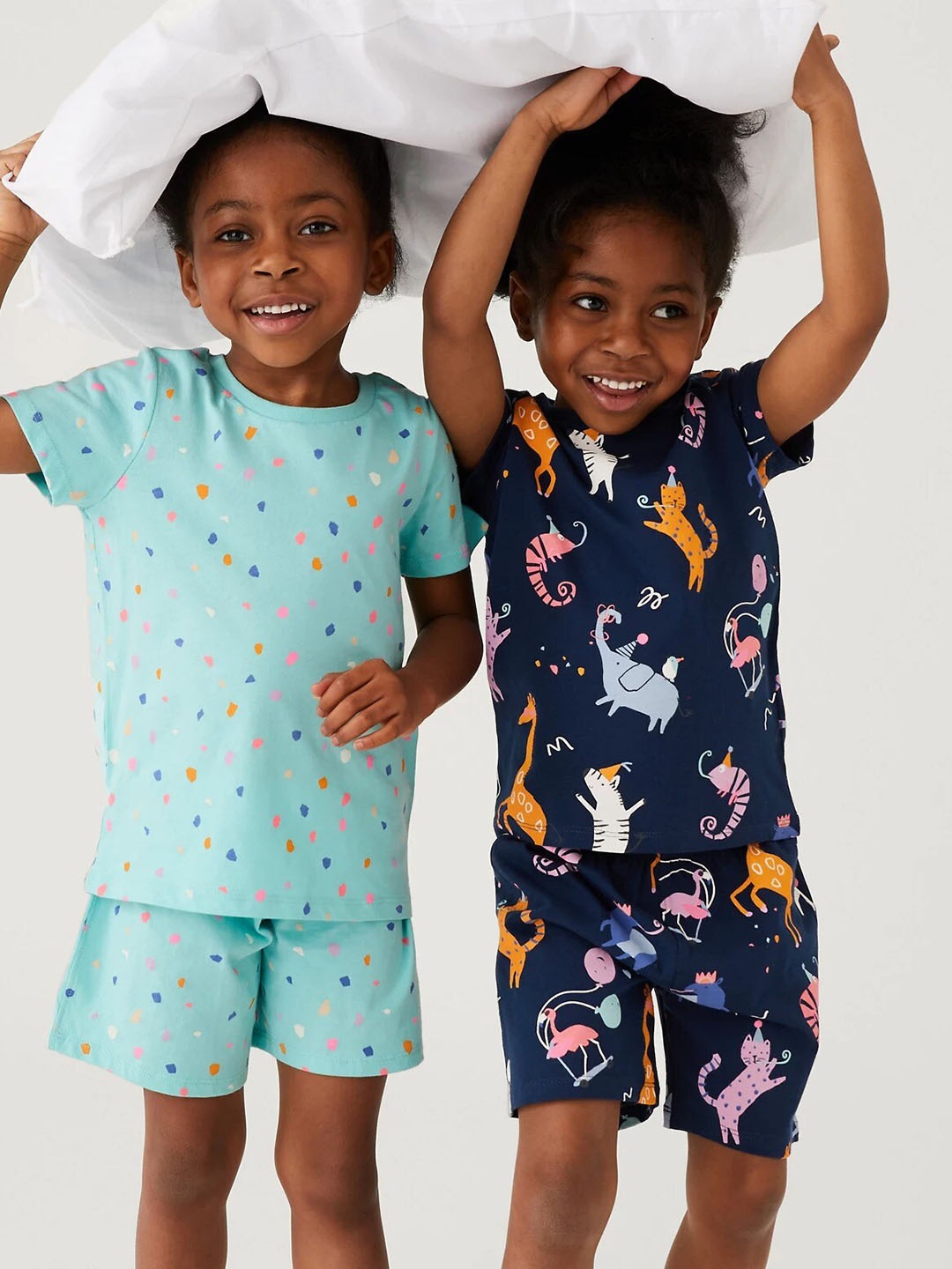 

Marks & Spencer Girls Pack Of 2 Conversational Printed Night Suit, Blue