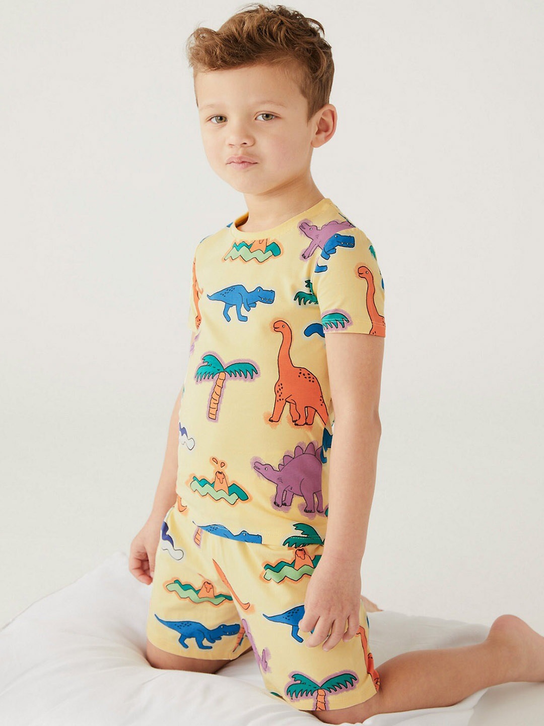 

Marks & Spencer Boys Conversational Printed Night Suit, Yellow