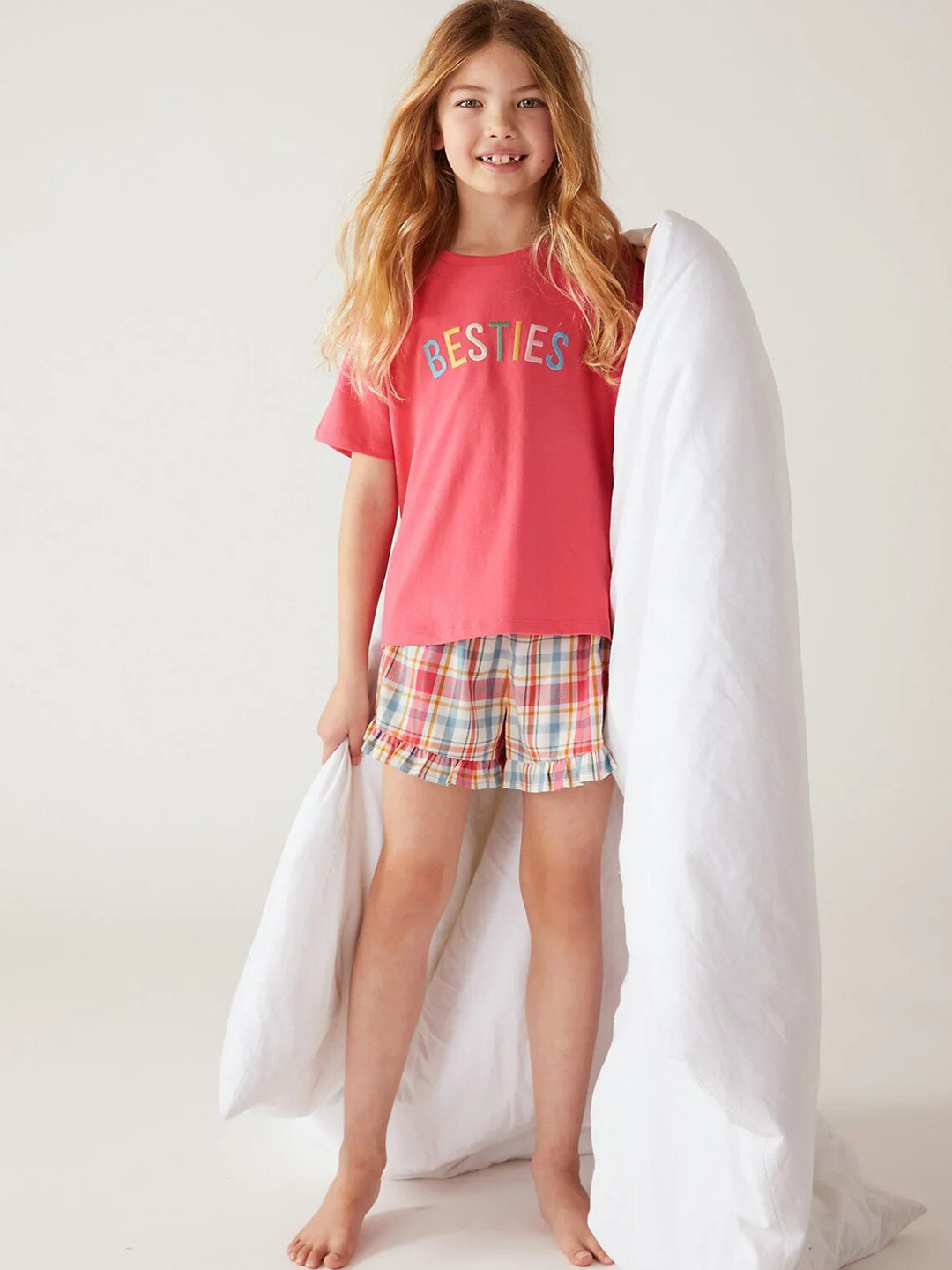 

Marks & Spencer Girls Typography Printed Pure Cotton Night Suit, Pink