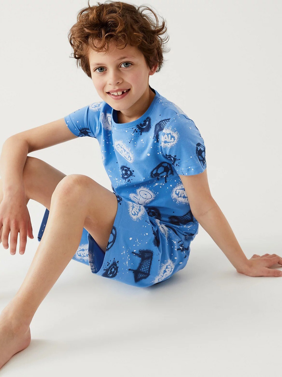 

Marks & Spencer Boys Conversational Printed Night Suit, Blue