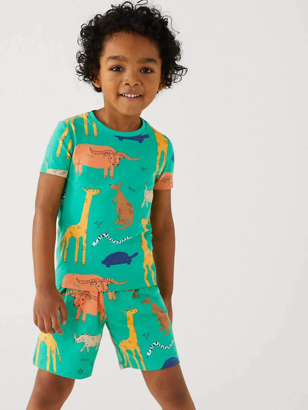 

Marks & Spencer Boys Conversational Printed Pure Cotton Night Suit, Green