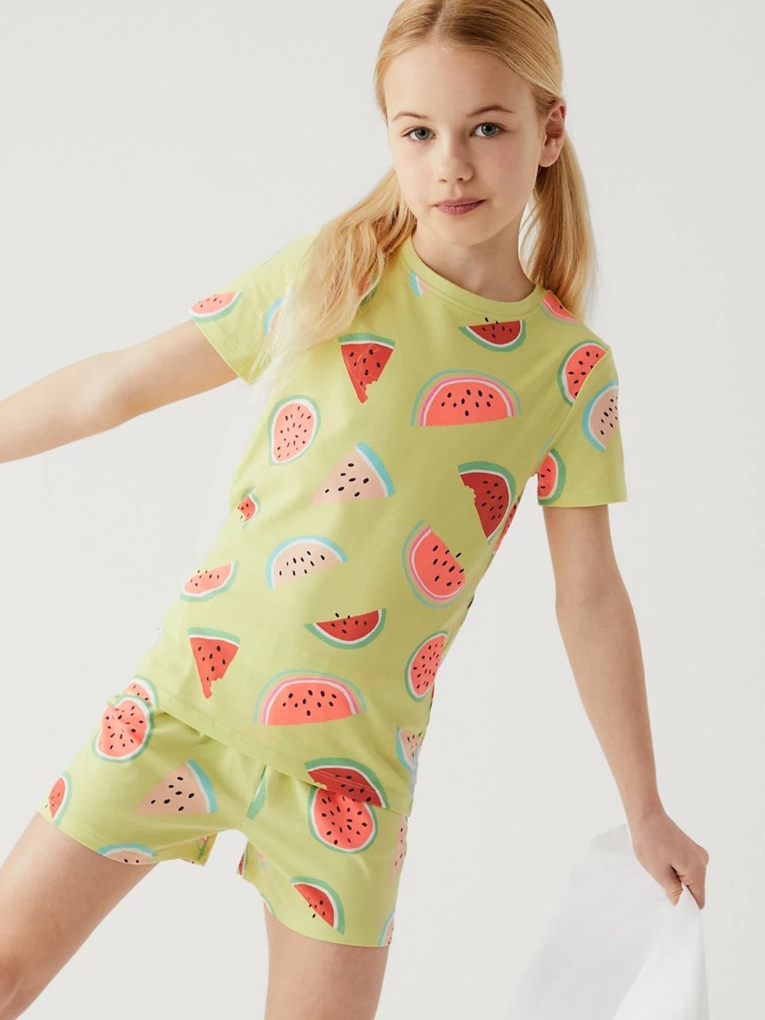 

Marks & Spencer Girls Conversational Printed Night Suit, Green