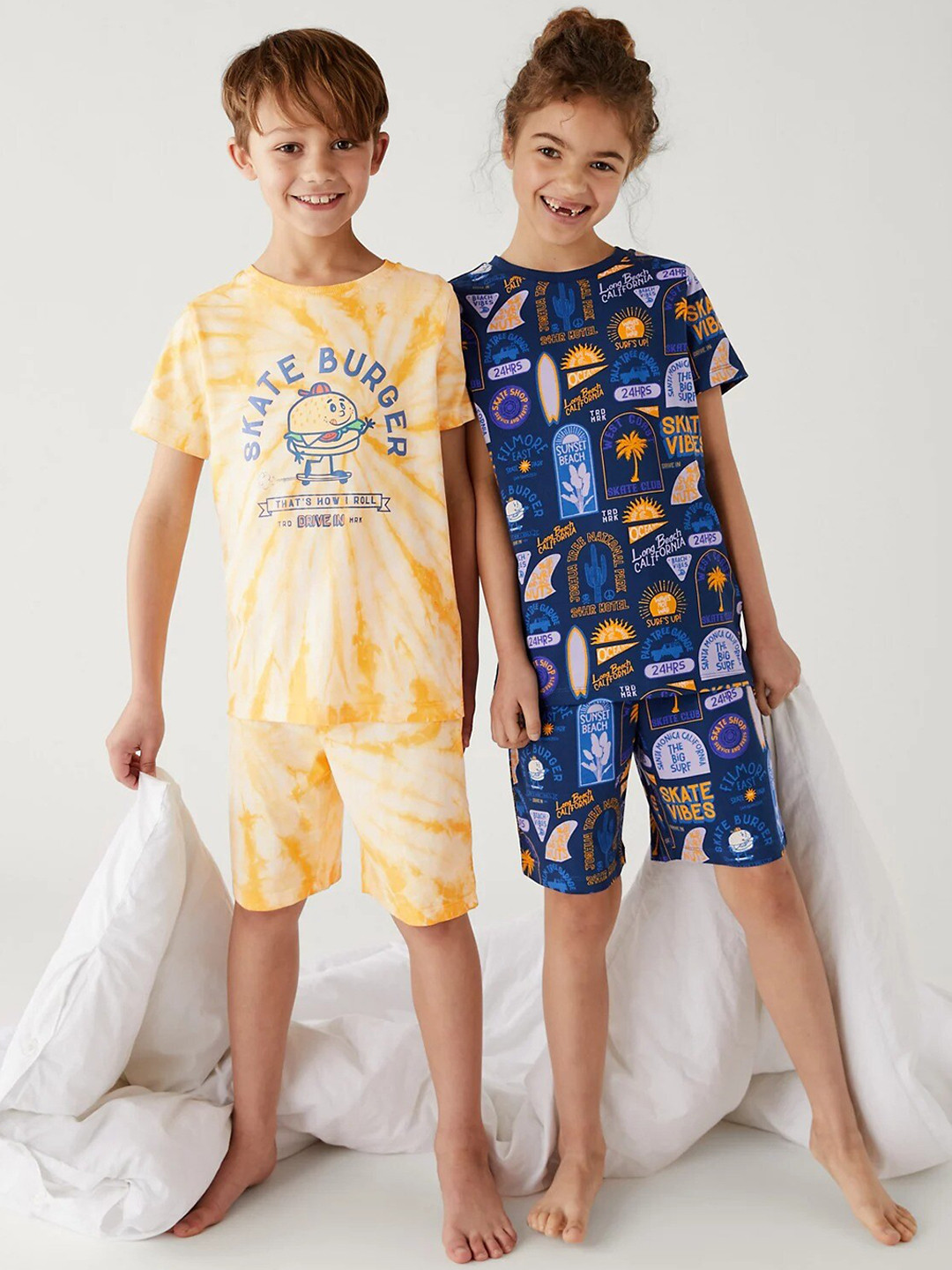 

Marks & Spencer Boys Pack Of 2 Typography Printed Night Suit, Orange