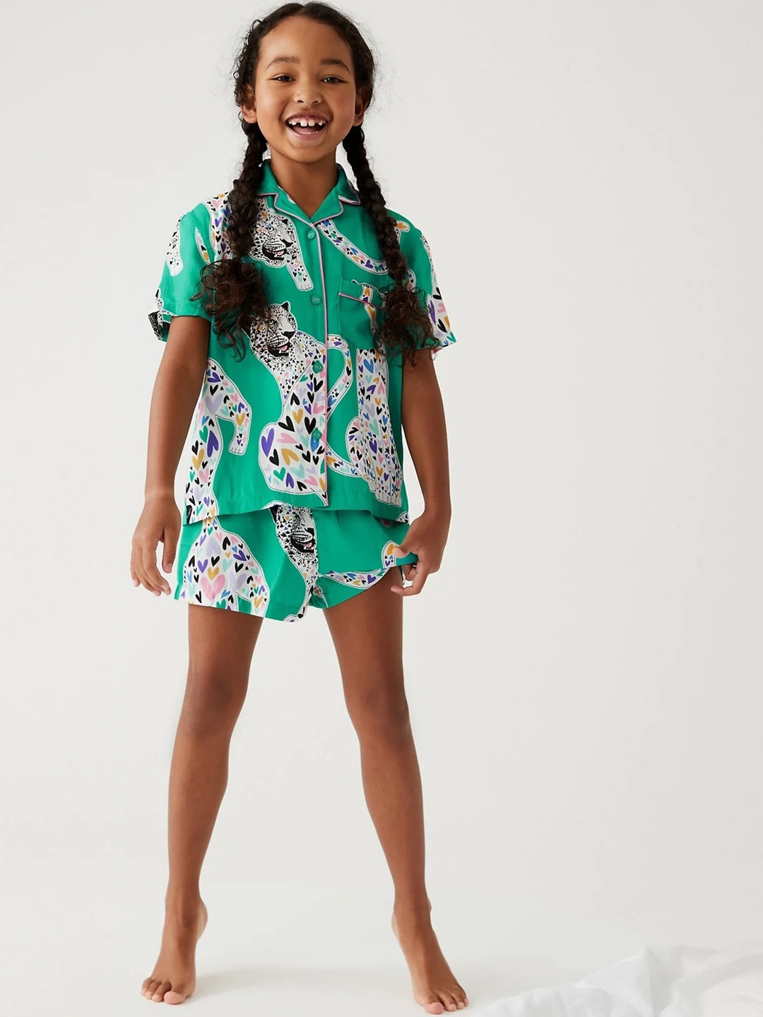 

Marks & Spencer Girls Graphic Printed Night Suit, Green