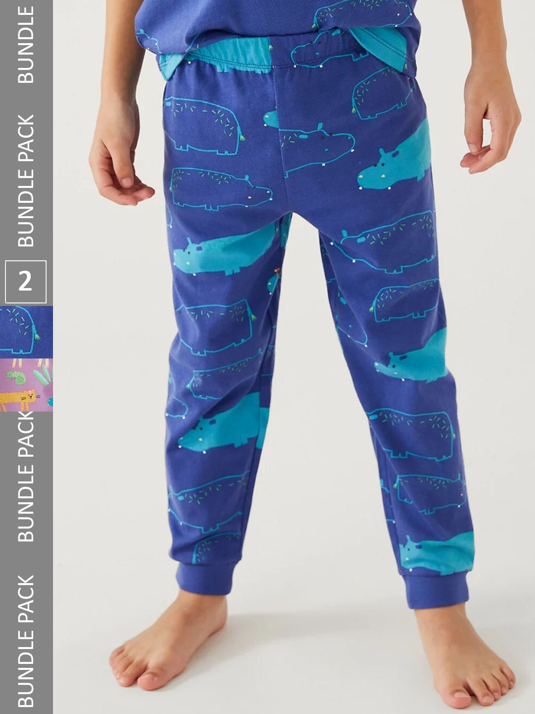 

Marks & Spencer Boys Pack Of 2 Conversational Printed Night Suit, Purple