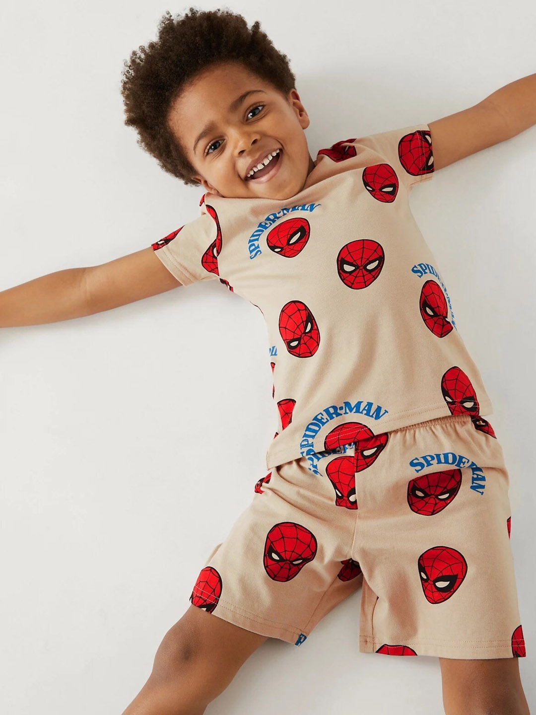 

Marks & Spencer Boys Spider Man Printed Night Suit, Beige