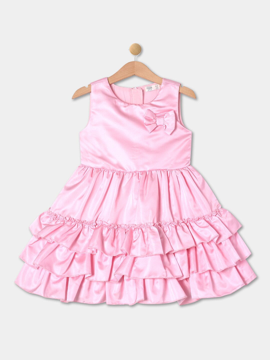 

R&B Girls Sleeveless Layered Fit & Flare Dress, Pink