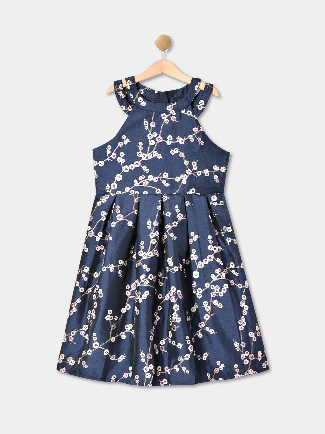 

R&B Girls Floral Print Fit & Flare Dress, Blue
