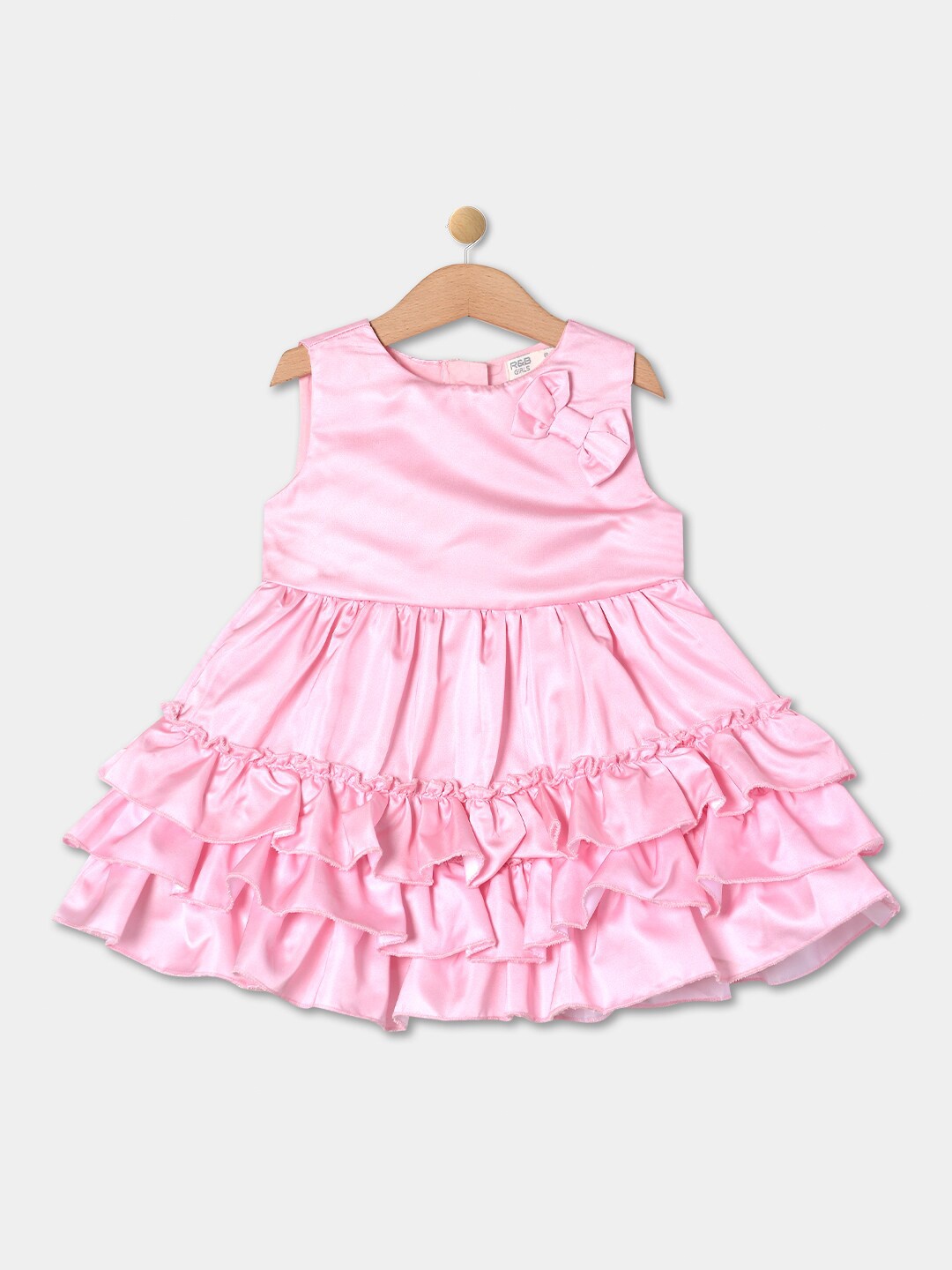 

R&B Girls Ruffled Fit & Flare Dress, Pink