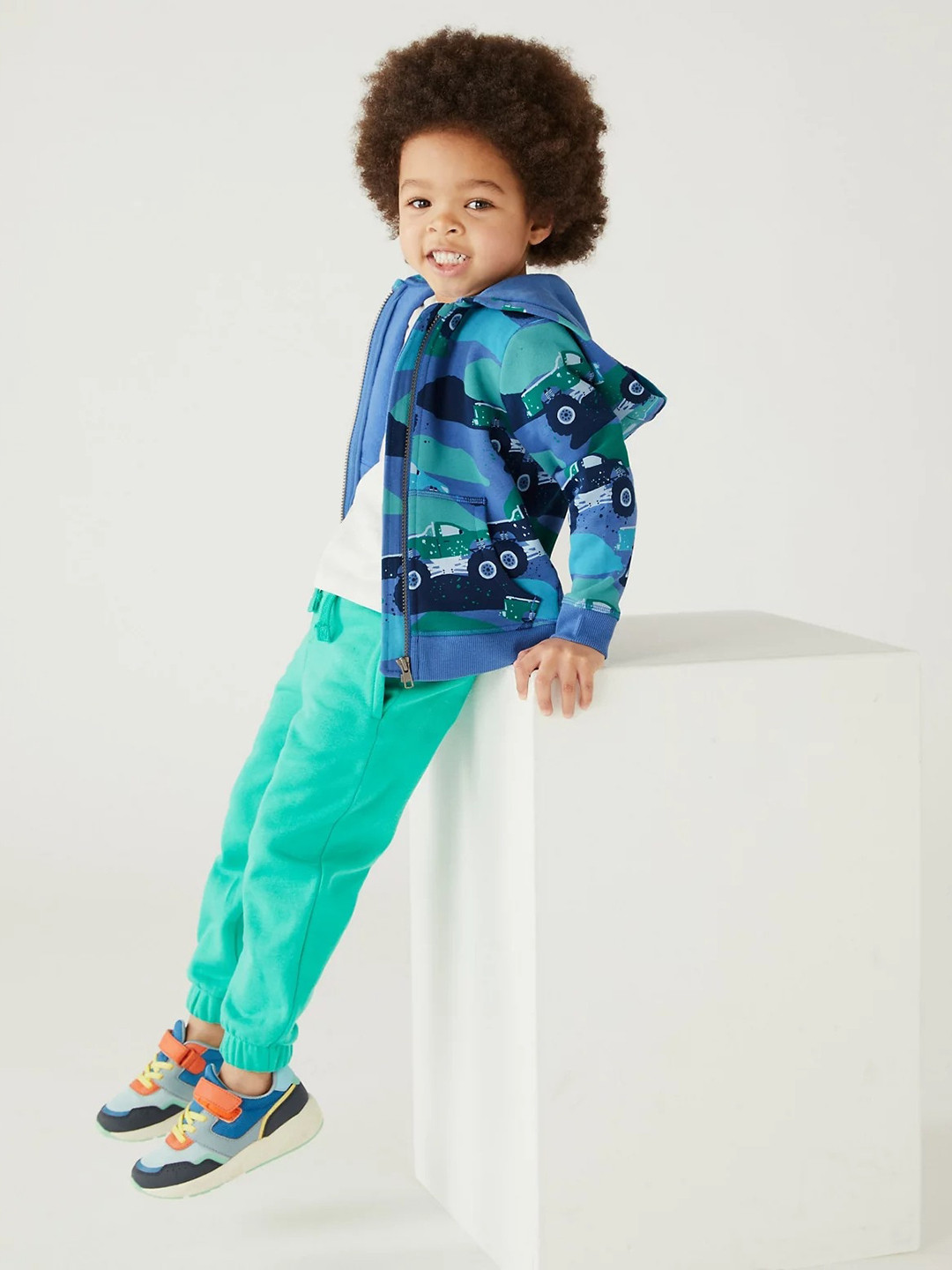 

Marks & Spencer Boys Graphic Printed Cotton Lightweight Bomber Jacket, Blue