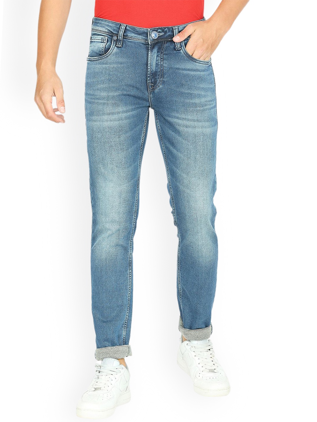 

Lawman pg3 Men Slim Fit Heavy Fade Clean Look Cotton Jeans, Blue