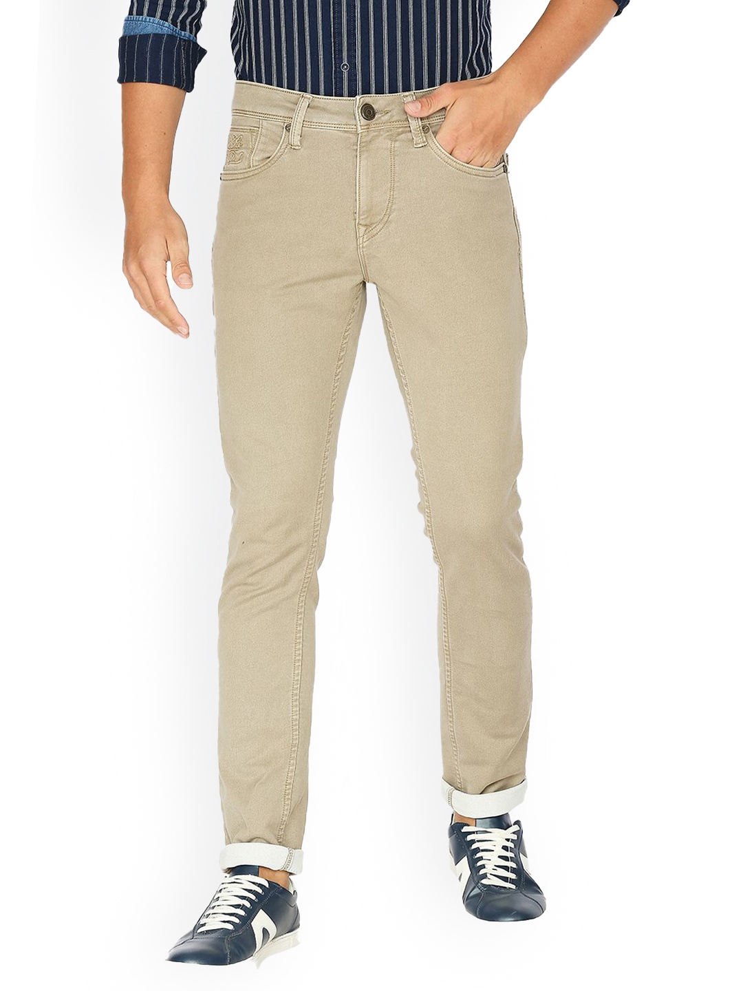 

Lawman pg3 Men Slim Fit Clean Look Cotton Jeans, Khaki