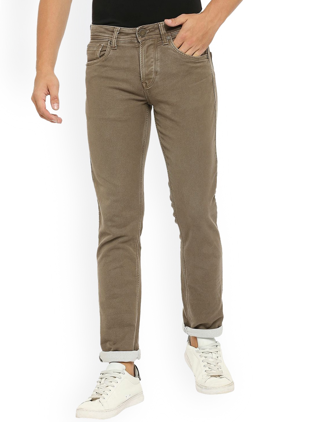 

Lawman pg3 Men Slim Fit Coloured Mid-Rise Cotton Jeans, Brown