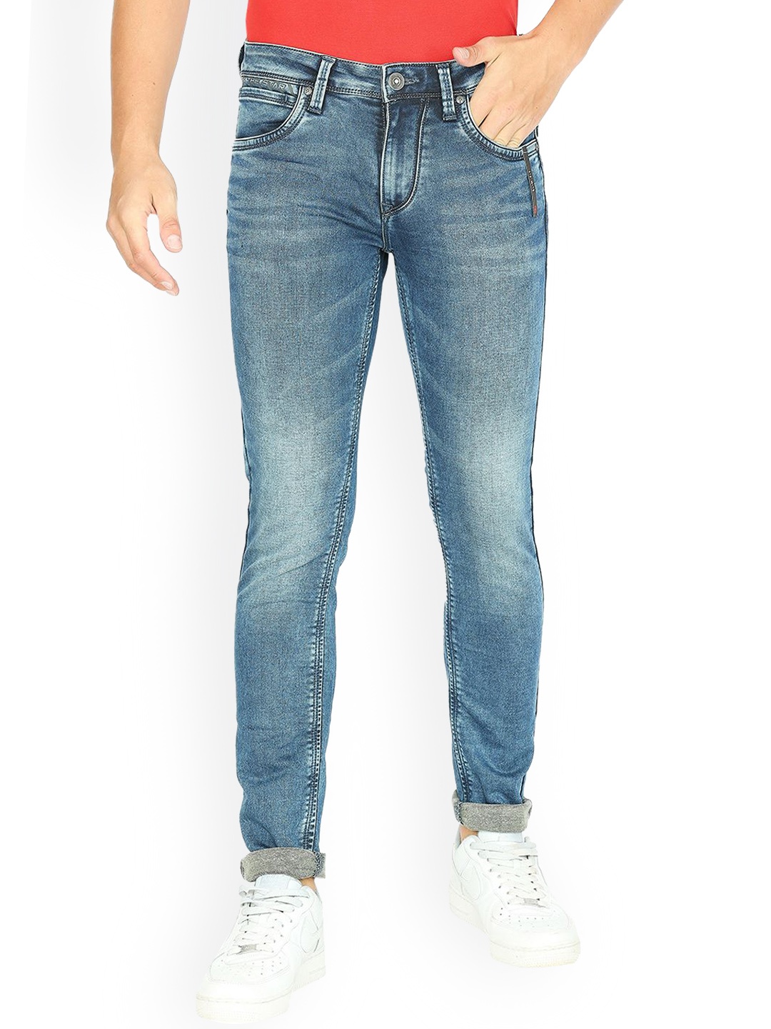 

Lawman pg3 Men Slim Fit Heavy Fade Clean Look Cotton Jeans, Blue