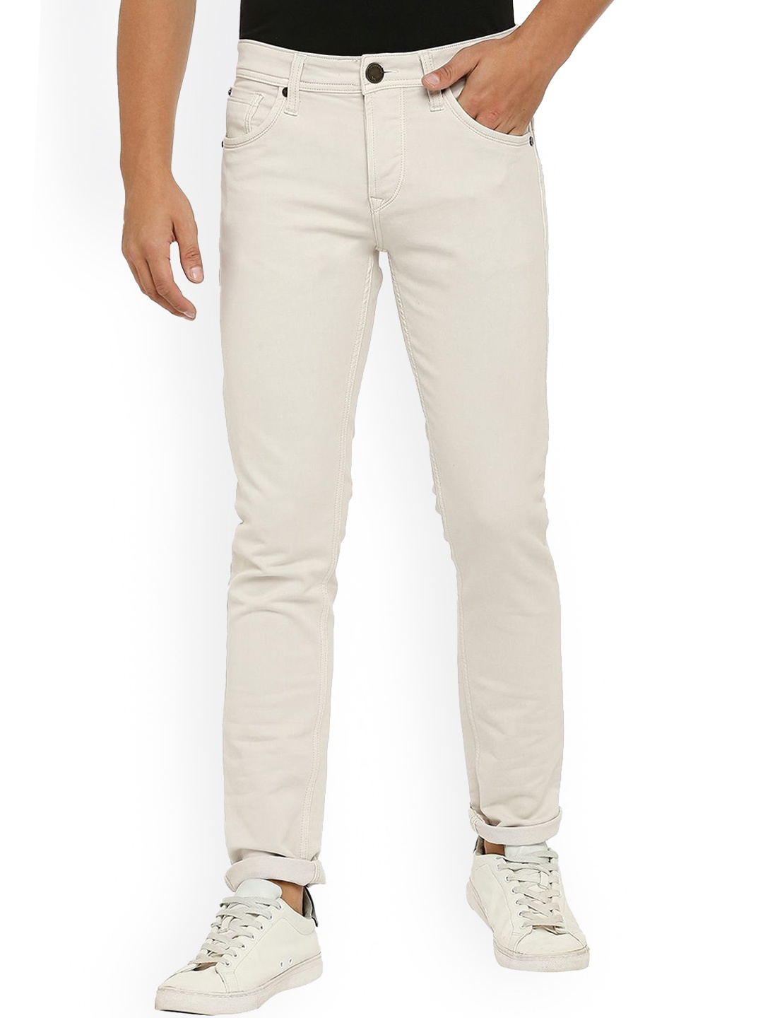 

Lawman pg3 Men Mid Rise Cotton Slim Fit Jeans, Cream