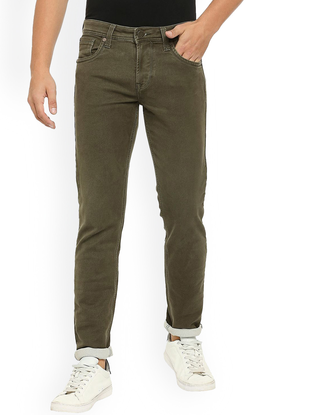 

Lawman pg3 Men Green Slim Fit Colourblocked Jeans