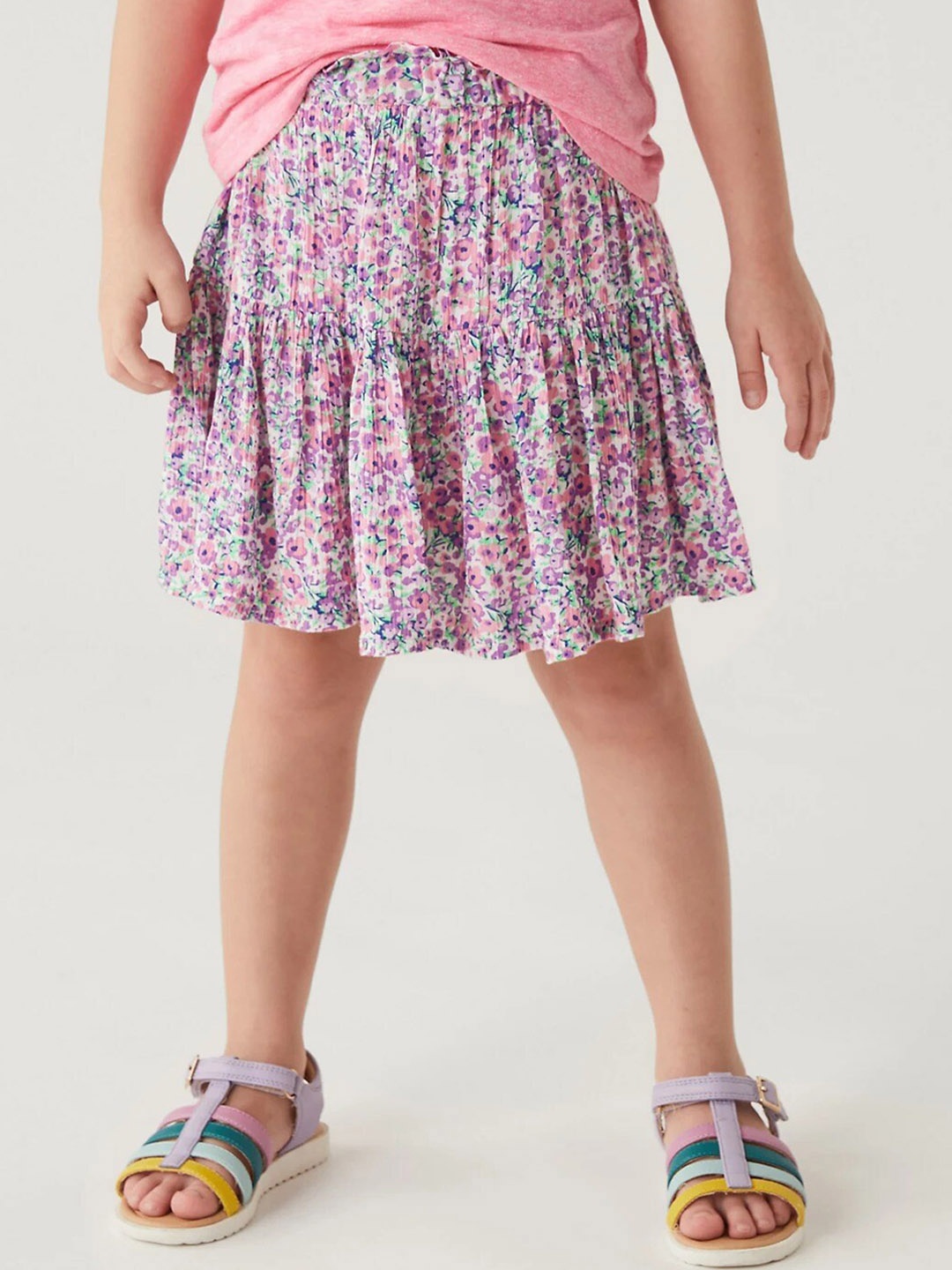 

Marks & Spencer Girls Floral Printed Flared Skort, Purple